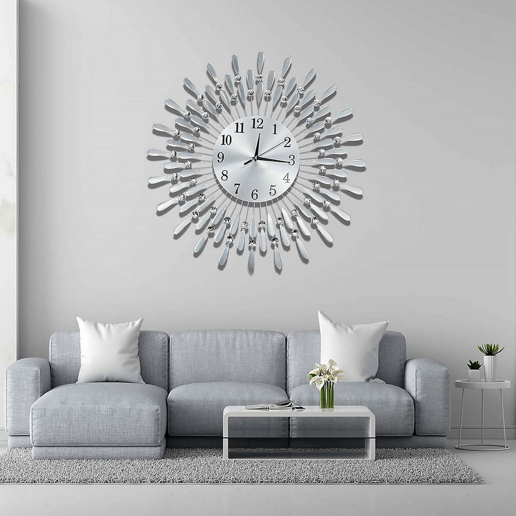 60cm Diamante Beaded Crystals Quartz Jeweled Wall Clock Home Decor Livingroom-Furniture Kingdom