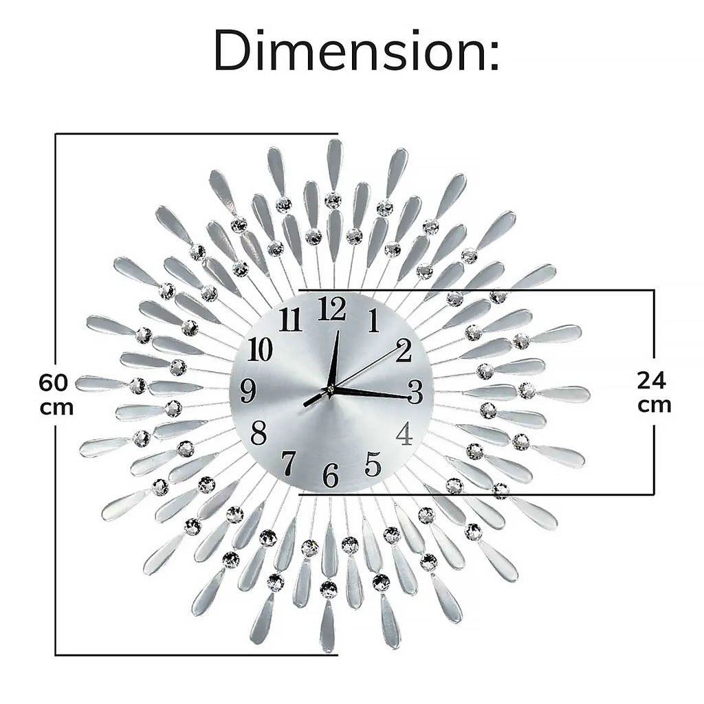 60cm Diamante Beaded Crystals Quartz Jeweled Wall Clock Home Decor Livingroom-Furniture Kingdom