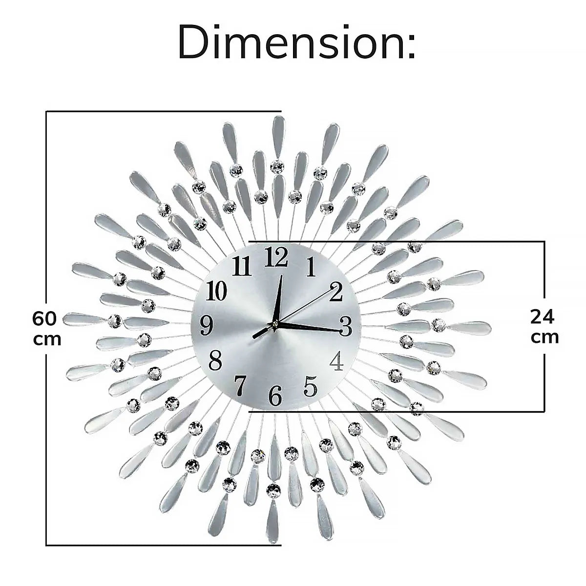 60cm Diamante Beaded Crystals Quartz Jeweled Wall Clock Home Decor Livingroom-Furniture Kingdom