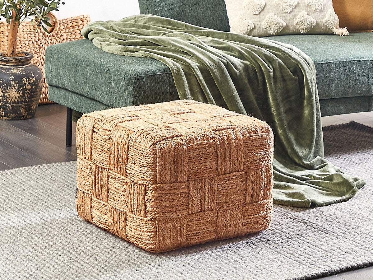 Beliani Boho Pouffe HOSRI Jute Beige-Furniture Kingdom