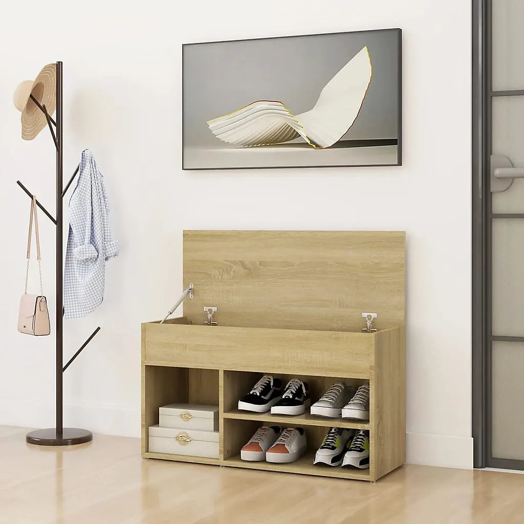 Berkfield Shoe Bench Sonoma Oak 80x30x45 cm Engineered Wood-Furniture Kingdom