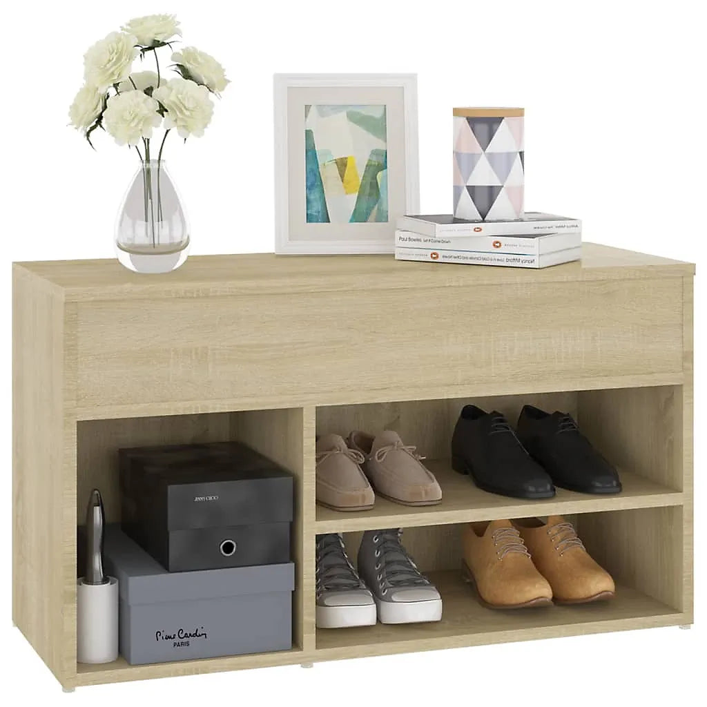 Berkfield Shoe Bench Sonoma Oak 80x30x45 cm Engineered Wood-Furniture Kingdom