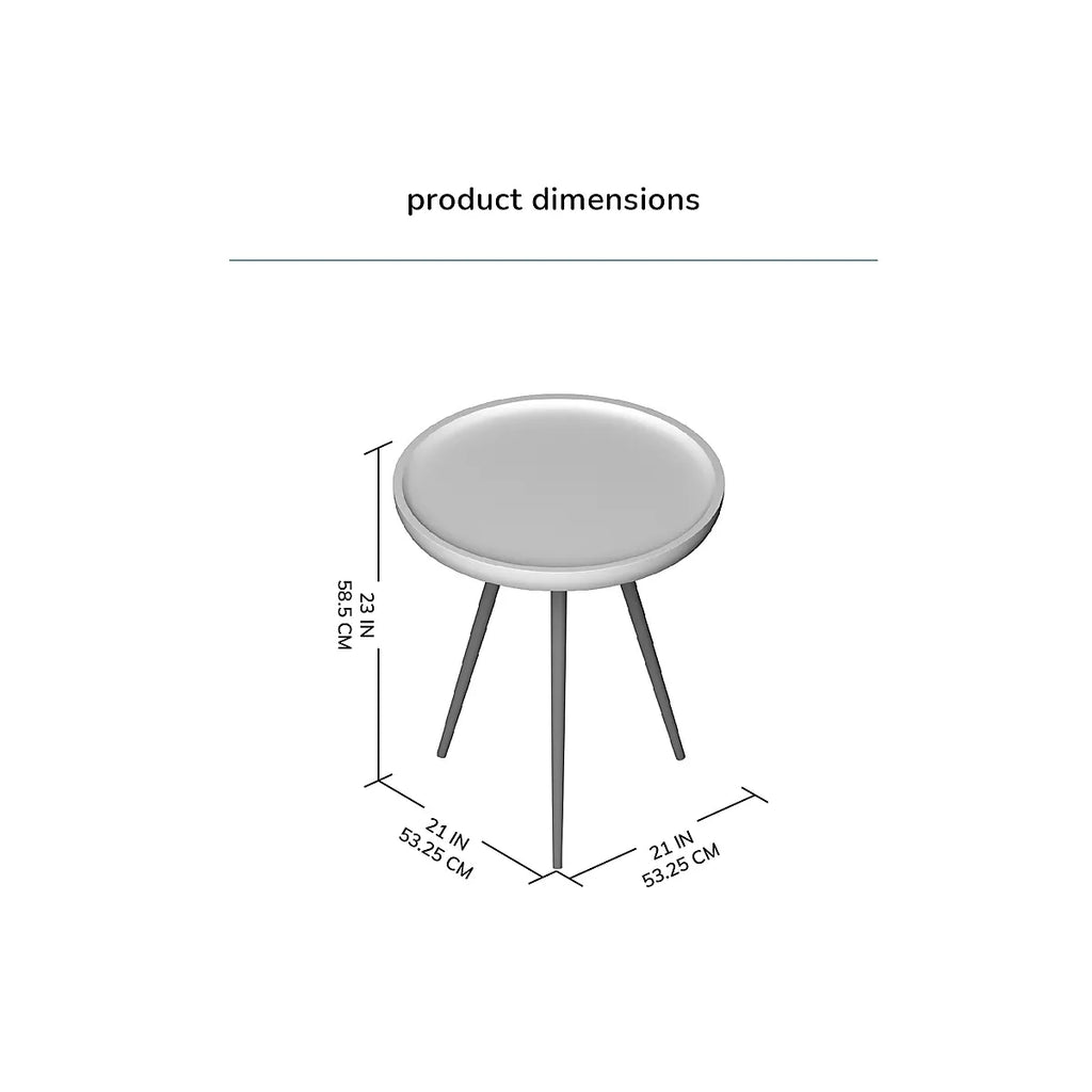Chervey Black Solid Wood Side Table Round Side Table Living Room Bedside Large Side Table with Black Metal Legs-Furniture Kingdom