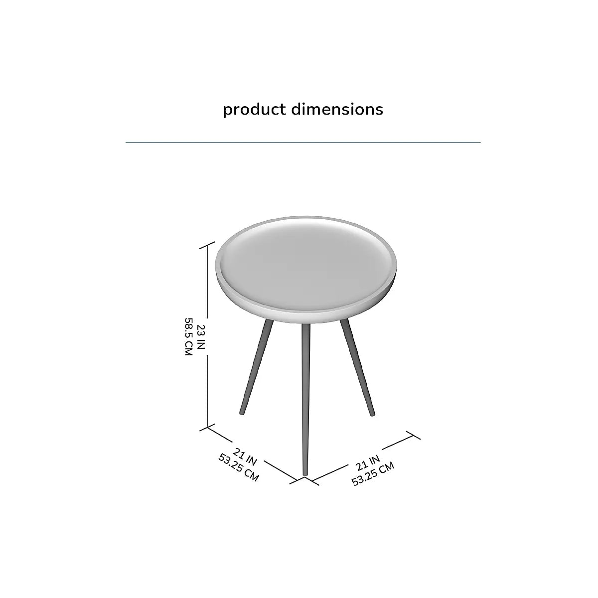 Chervey Black Solid Wood Side Table Round Side Table Living Room Bedside Large Side Table with Black Metal Legs-Furniture Kingdom