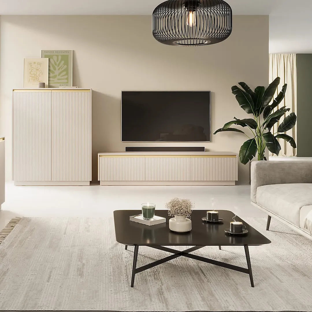 Elegant Beige Royal TV Cabinet H42cm W182cm D39cm - Versatile Media Storage-Furniture Kingdom