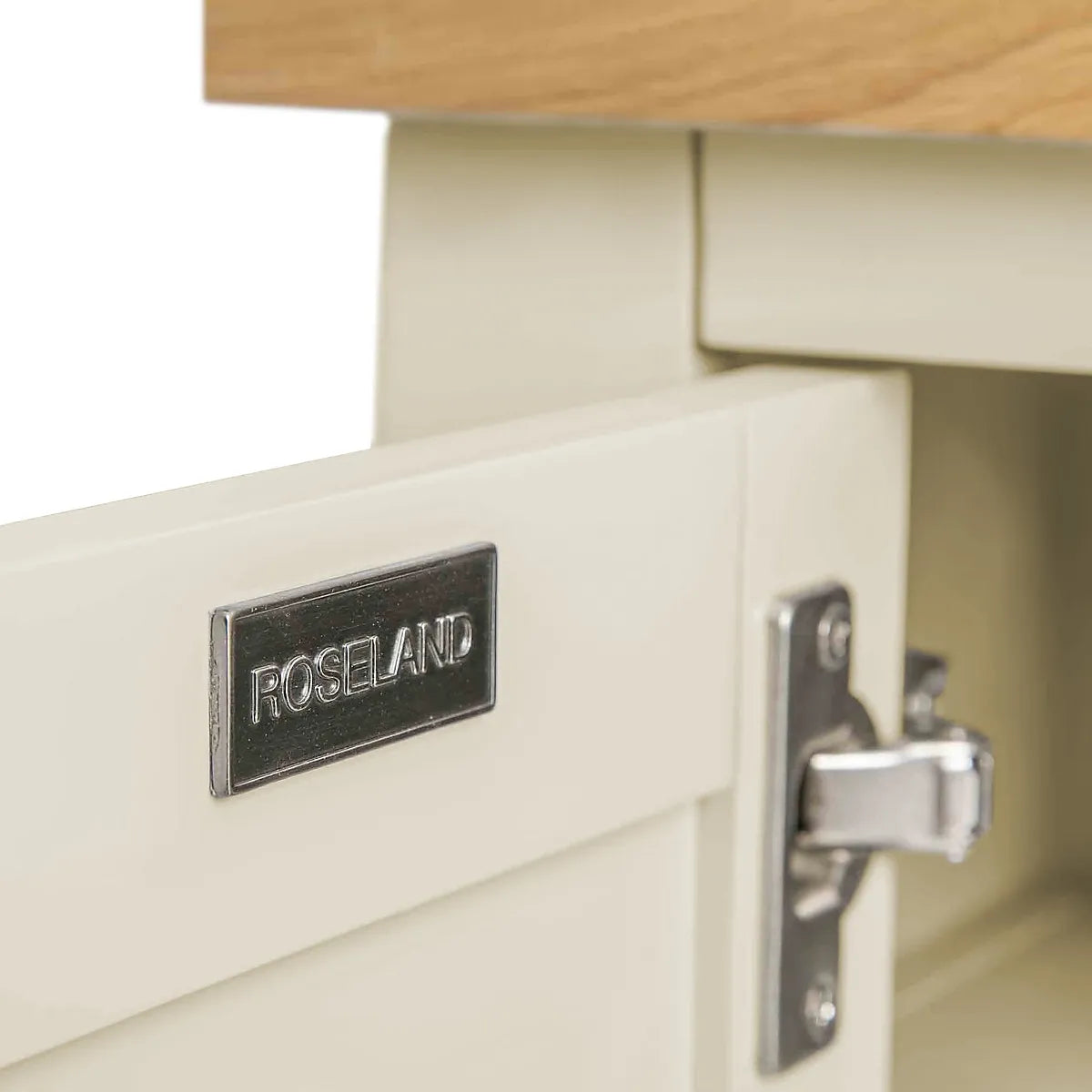 Farrow Cream 140cm Wide TV Unit - Fully Assembled - Painted with Oak Top By Roseland Furniture-Furniture Kingdom
