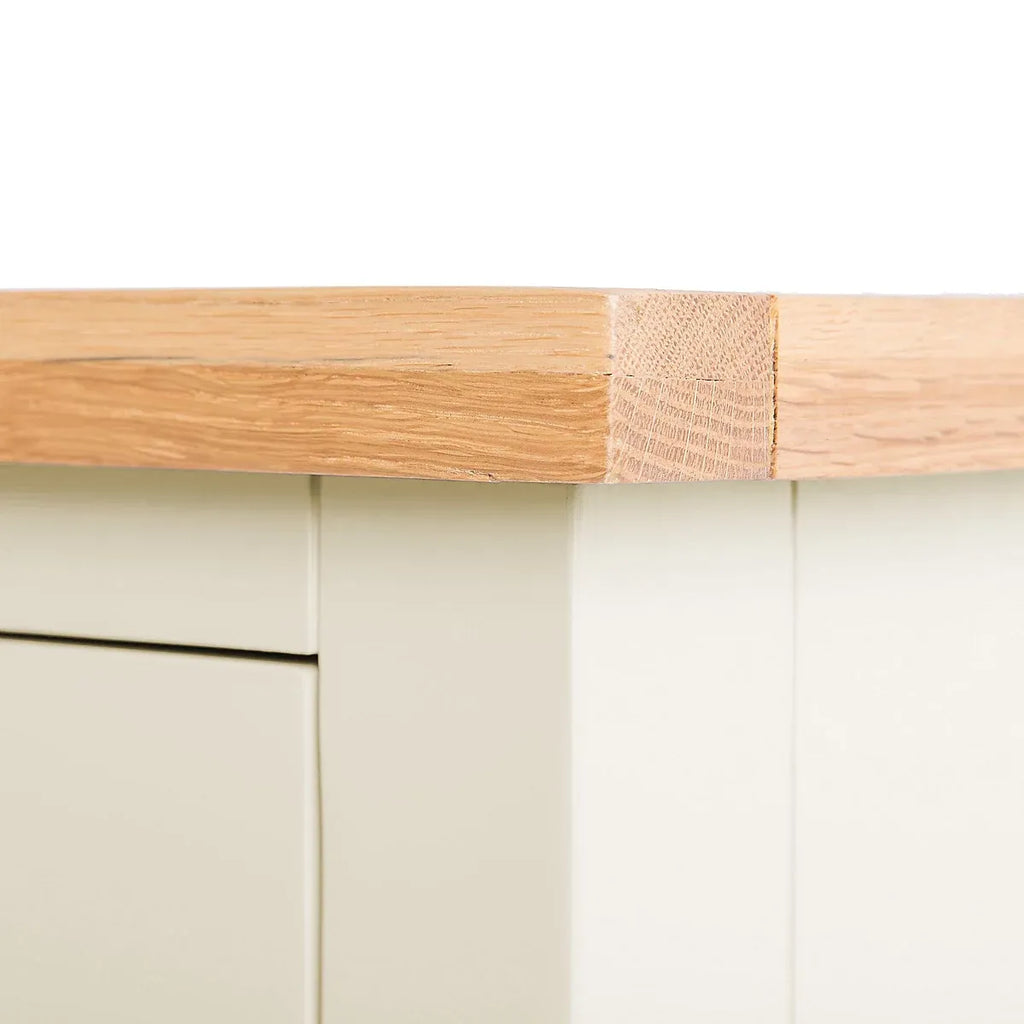 Farrow Cream 140cm Wide TV Unit - Fully Assembled - Painted with Oak Top By Roseland Furniture-Furniture Kingdom