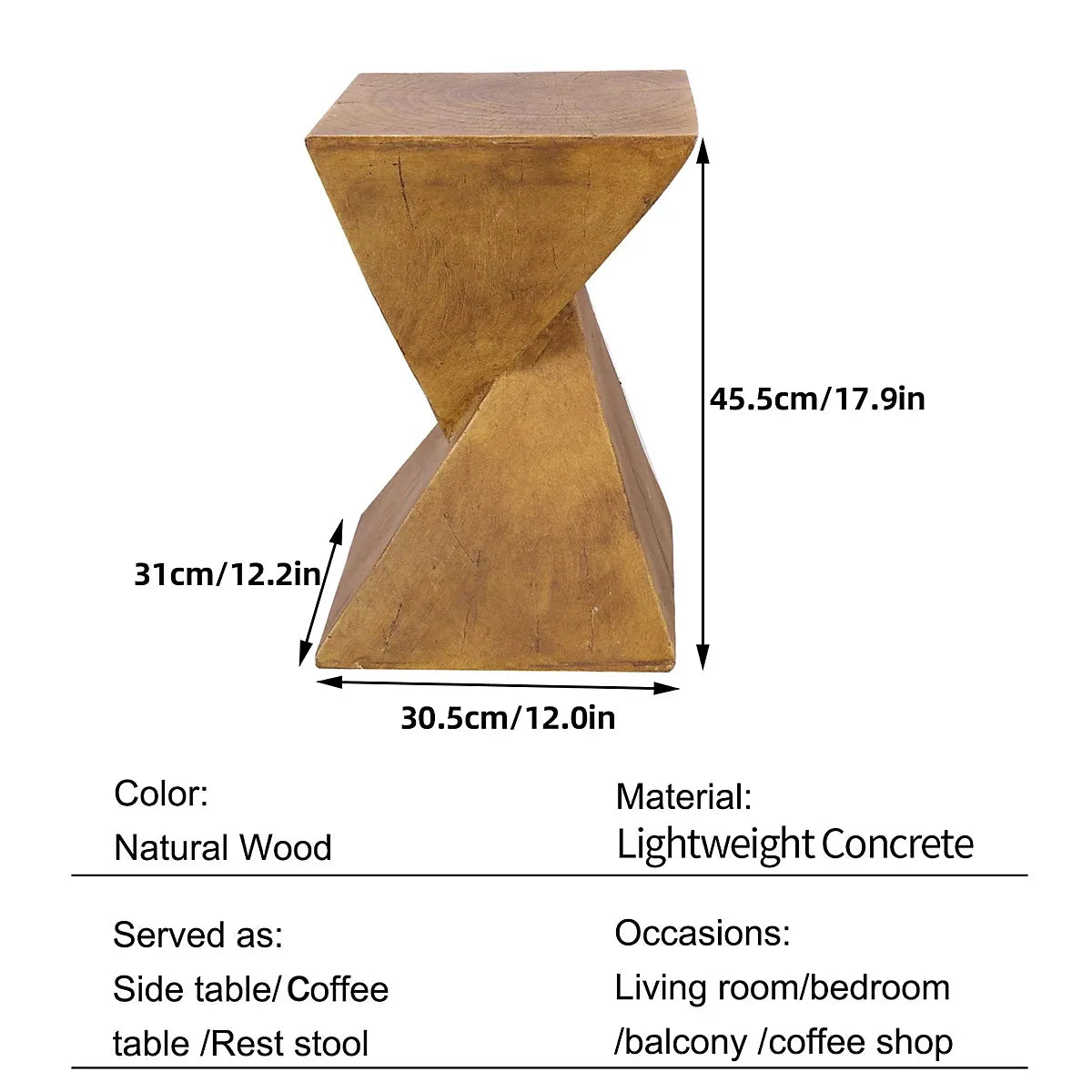 FATIVO Indoor Outdoor Sofa Side Table Pedestal Concrete Accent Table-Furniture Kingdom
