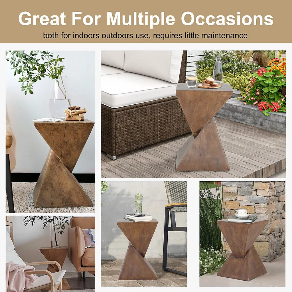 FATIVO Indoor Outdoor Sofa Side Table Pedestal Concrete Accent Table-Furniture Kingdom