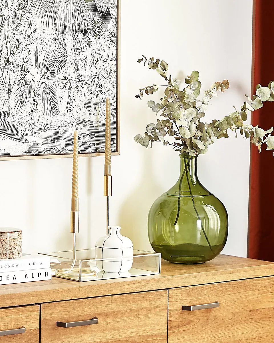 Flower Vase ACHAAR Glass 34 cm Olive Green-Furniture Kingdom