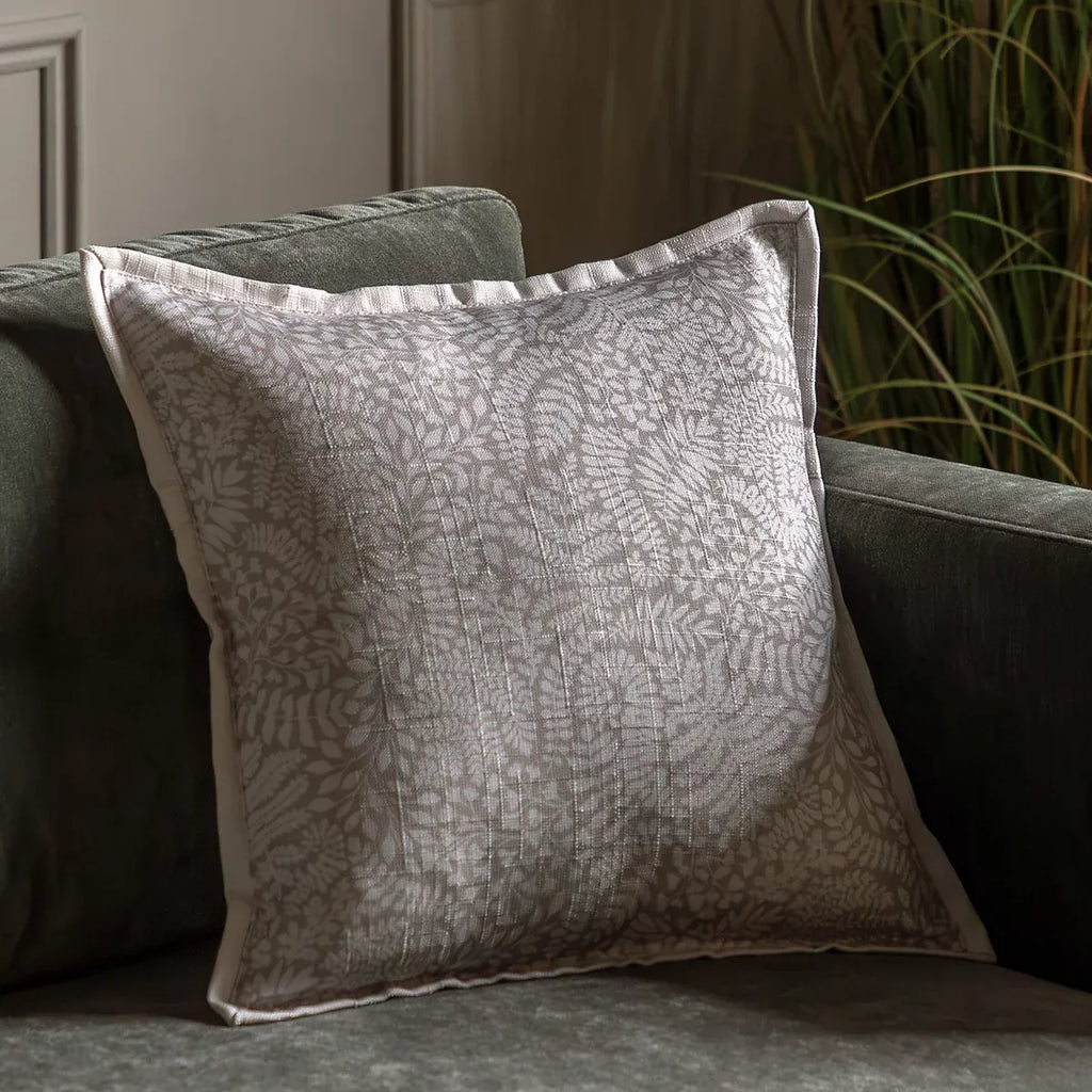 Gallery™ Taupe Leaves Print effect Indoor Cushion, (L)45cm x (W)45cm-Furniture Kingdom
