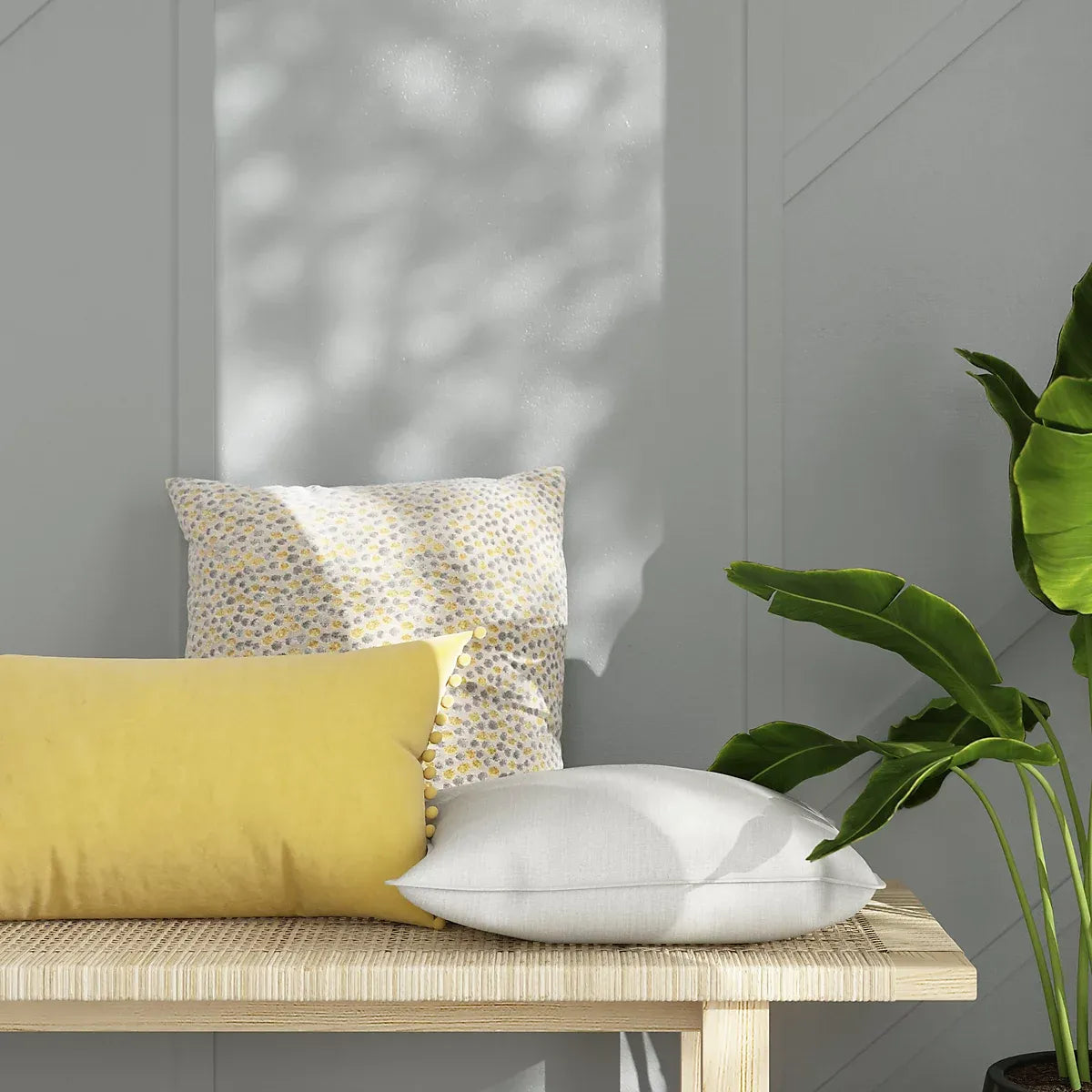 GoodHome Valgreta Yellow Rectangular Velvet effect Indoor Cushion, (L)30cm x (W)50cm-Furniture Kingdom