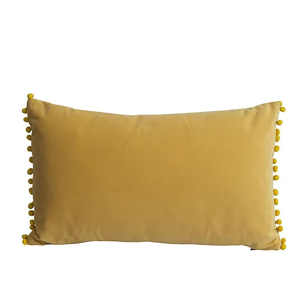 GoodHome Valgreta Yellow Rectangular Velvet effect Indoor Cushion, (L)30cm x (W)50cm-Furniture Kingdom