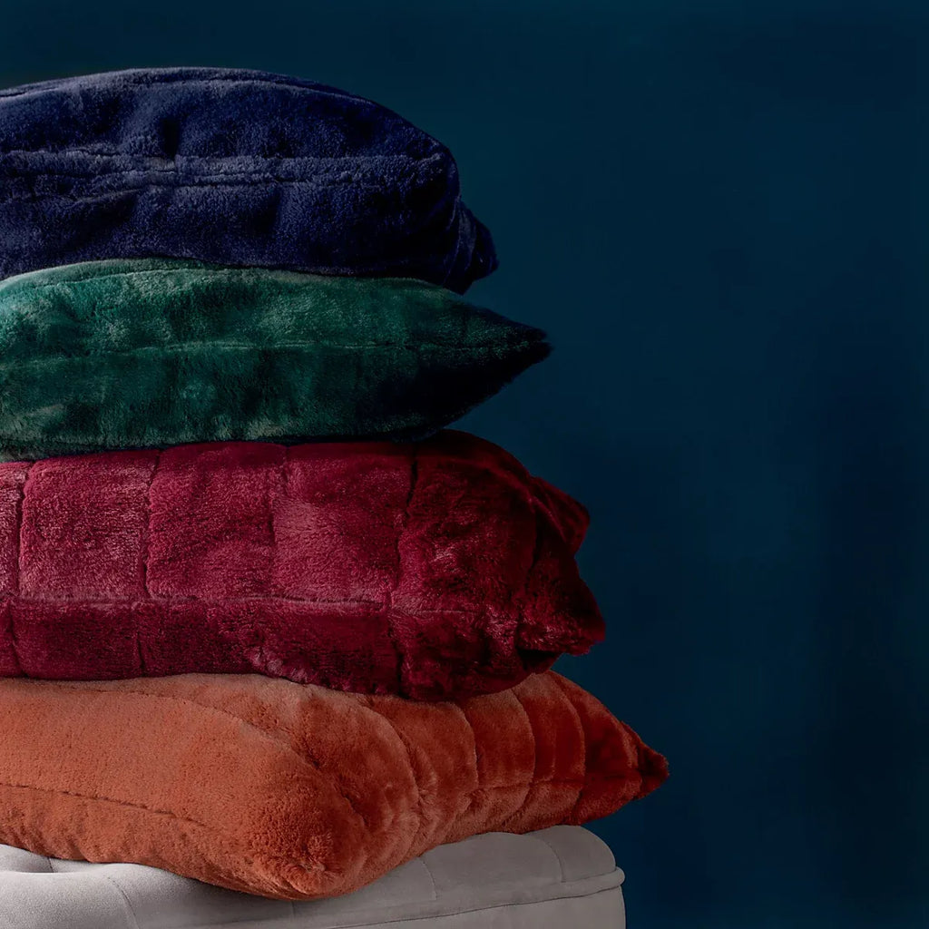 Paoletti Empress Navy Faux Fur effect Indoor Cushion, (L)45cm x (W)45cm-Furniture Kingdom