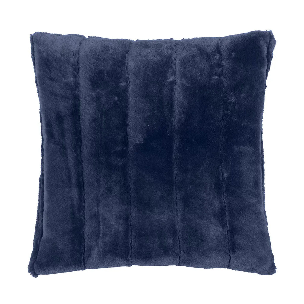 Paoletti Empress Navy Faux Fur effect Indoor Cushion, (L)45cm x (W)45cm-Furniture Kingdom