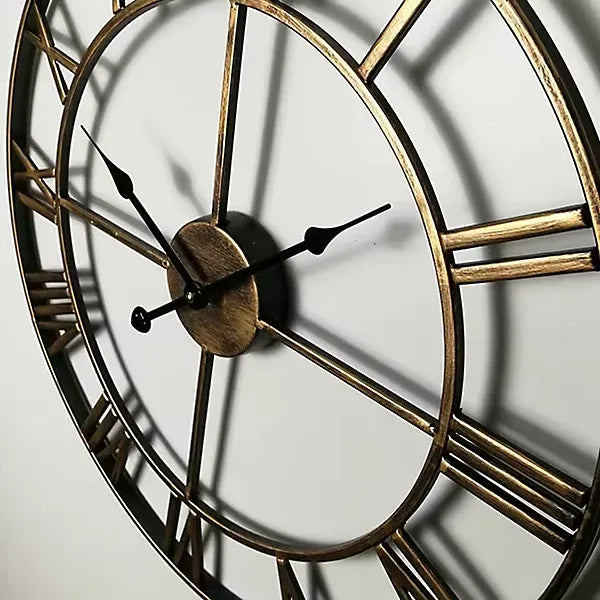 Retro Gold 40cm Wall Clock , 3D Roman Numerals, Silent Quartz-Furniture Kingdom