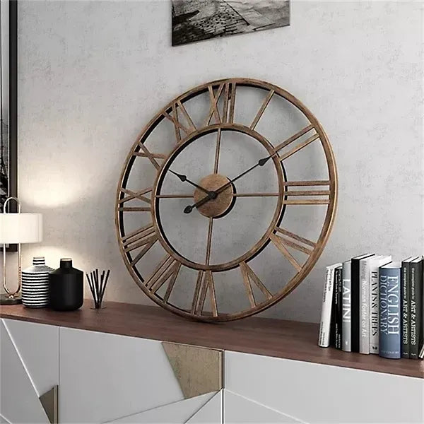 Retro Gold 40cm Wall Clock , 3D Roman Numerals, Silent Quartz-Furniture Kingdom