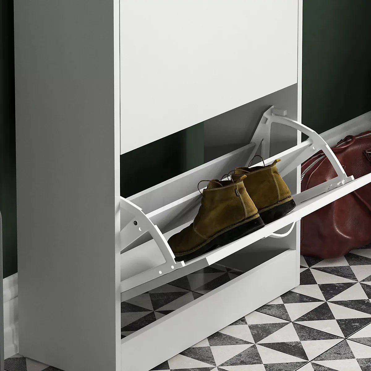 Vida Designs 2 Drawer Shoe Storage Cabinet White-Furniture Kingdom